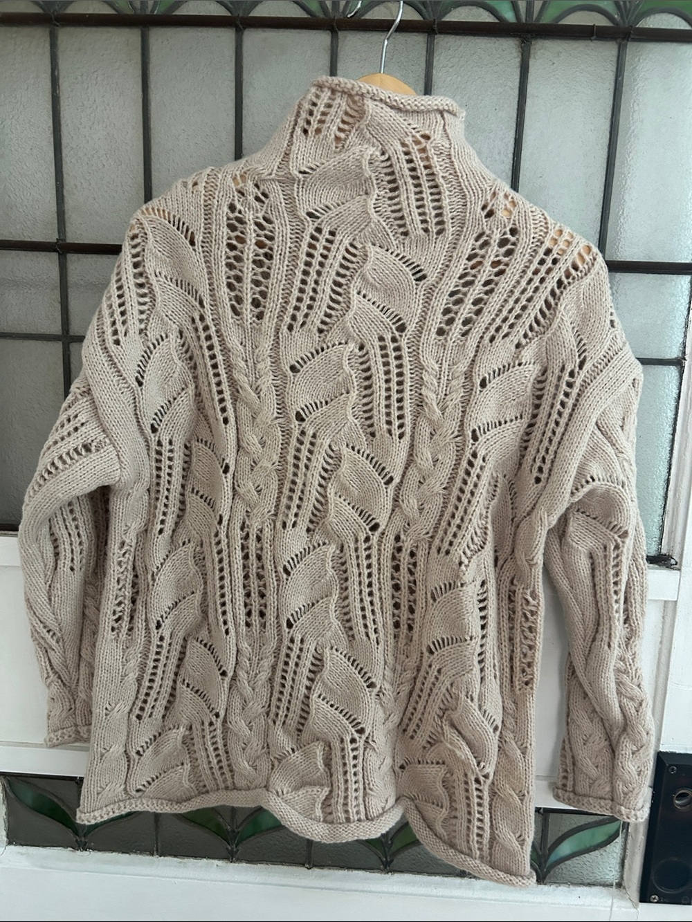 Brand New Hand knit Turtleneck Cable Knit Sweater - Cream - Picture 3 of 3